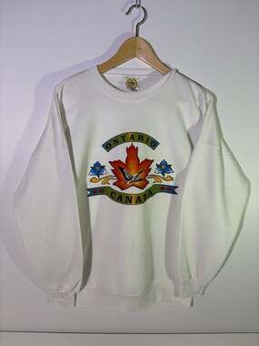 JR Sportswear Ontario Canada Sweatshirt Size M White